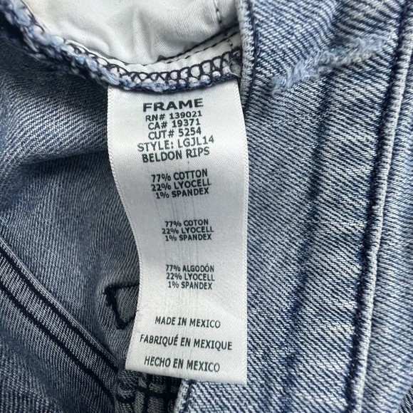 Frame Womens Light Wash Mid Rise Distressed Le Garcon Straight Leg Jeans Size 28 - Picture 9 of 9